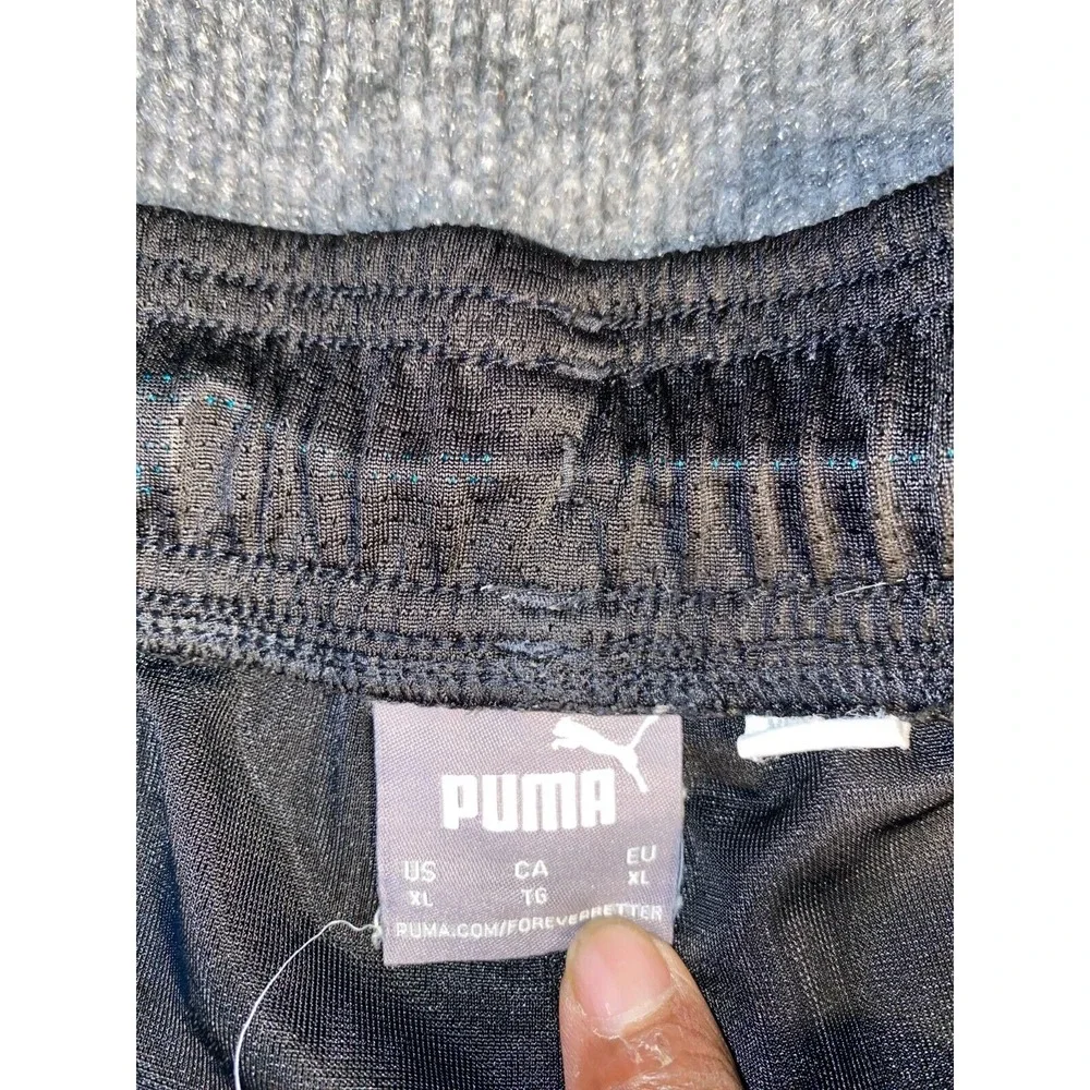 PUMA Athletic Shorts Men XL Black Blue Mash Panel Elastic Drawstring Swoosh Logo - Picture 4 of 7